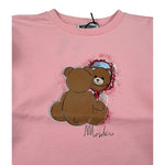 Moschino Felpa Chiusa Girocollo tinta unita con Stampa Rosa per Bambina HDF06W ROSA MOSCHINO 