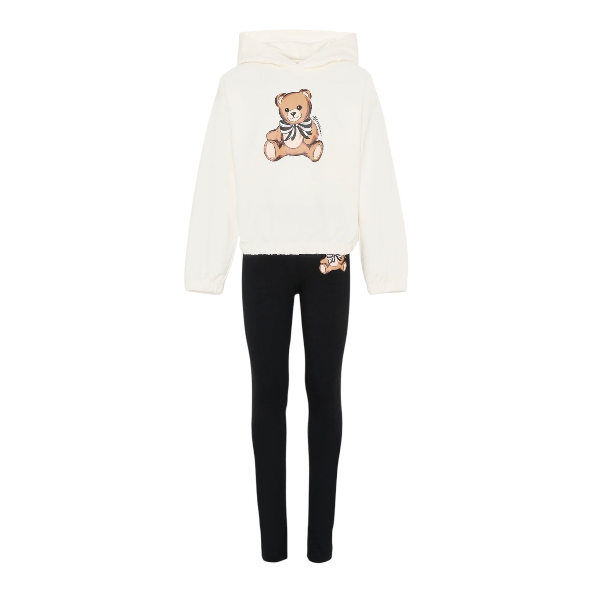 Moschino Completo 2 Pezzi Felpa-Leggins Bicolore Panna/Nero per Bambina HDK036 PANNA/NERO MOSCHINO 