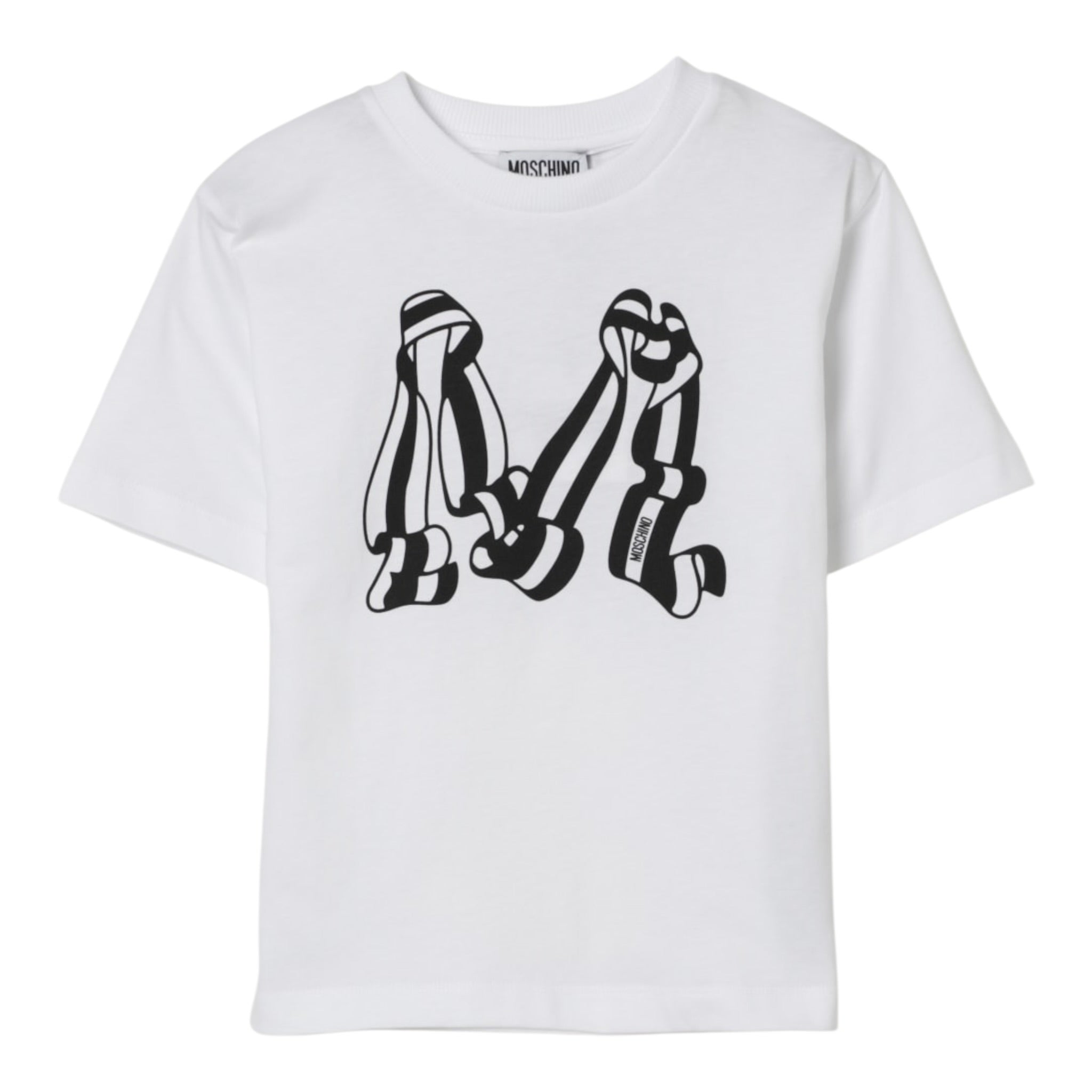 Moschino T-Shirt Girocollo tinta unita con Stampa Bianco per Bambino HDM06W BIANCO MOSCHINO 