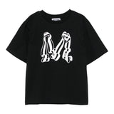 Moschino T-Shirt Girocollo tinta unita con Stampa Nero per Bambino HDM06W NERO MOSCHINO 