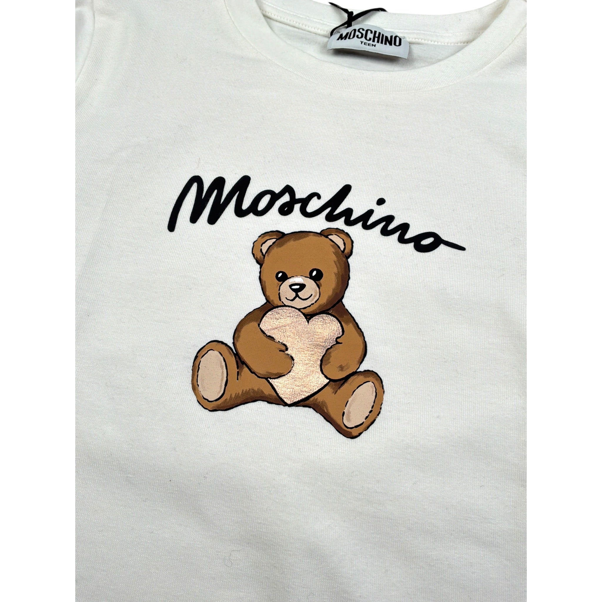 Moschino Shirt Girocollo tinta unita con Stampa Bianco per Bambina HDO010 BIANCO MOSCHINO 