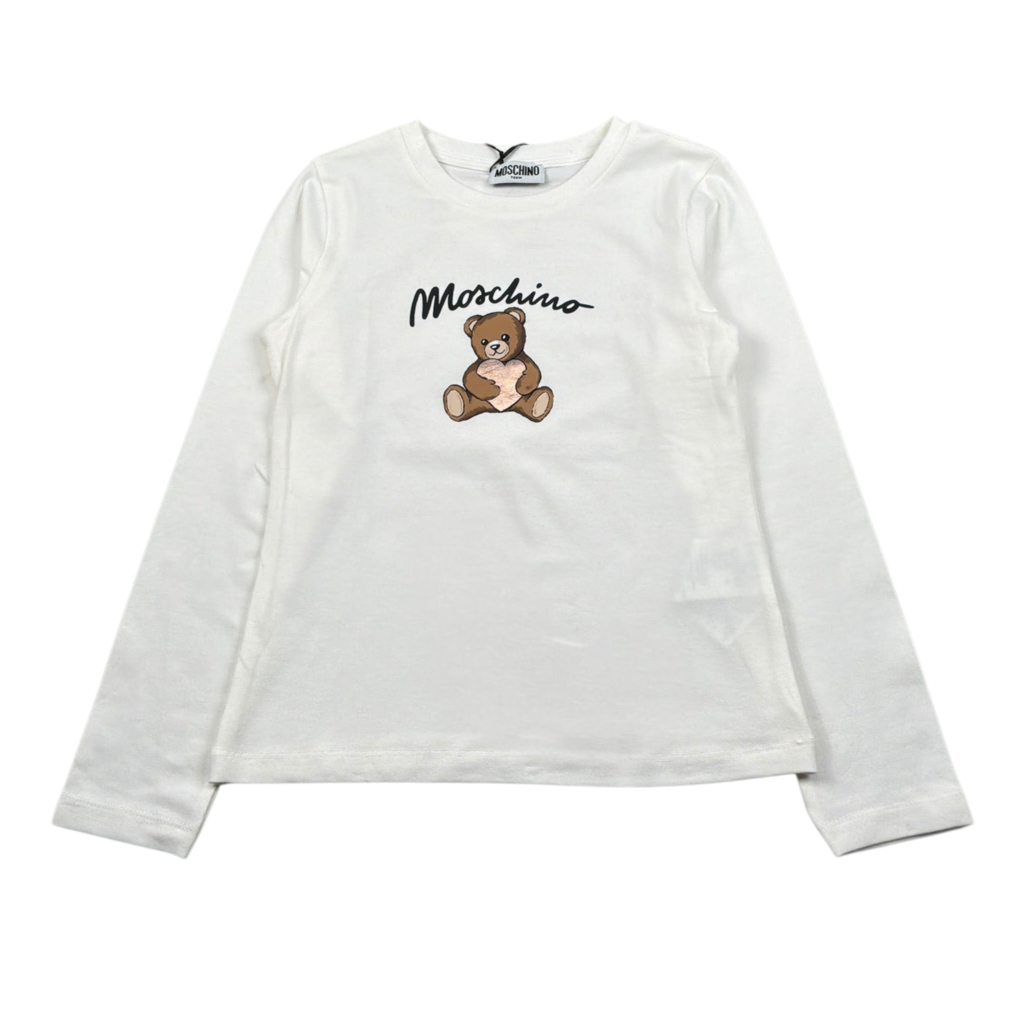 Moschino Shirt Girocollo tinta unita con Stampa Bianco per Bambina HDO010 BIANCO MOSCHINO 