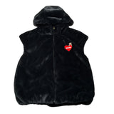 Moschino Pelliccia Smanicata tinta unita con Cappuccio Nero per Bambina HDS059 NERO MOSCHINO 