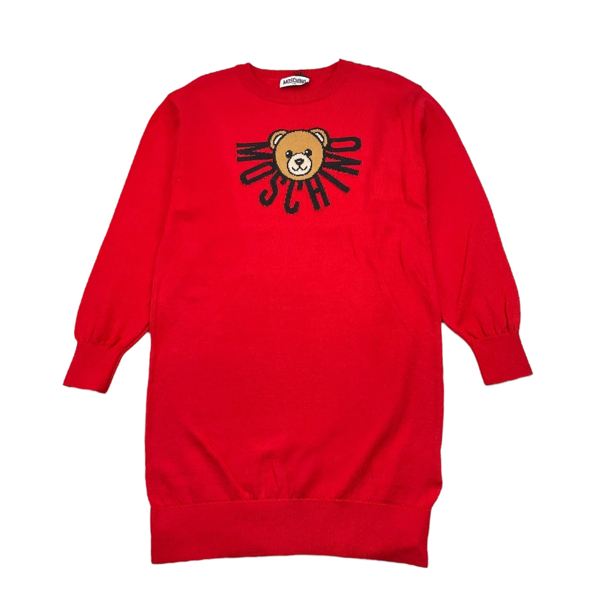Moschino Abito tinta unita In Maglia con Stampa Rosso per Bambina HDV0GZRR ROSSO MOSCHINO 