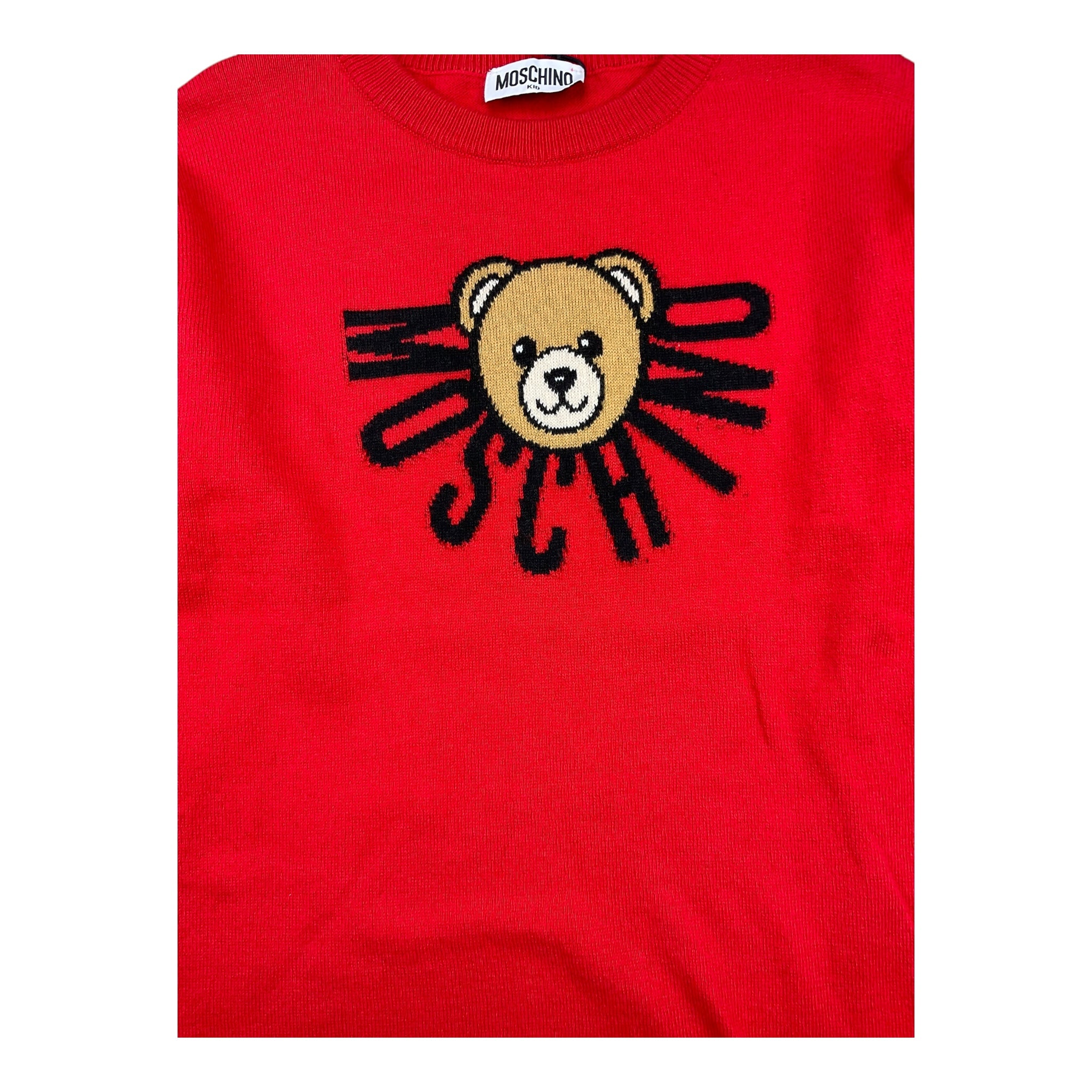 Moschino Abito tinta unita In Maglia con Stampa Rosso per Bambina HDV0GZRR ROSSO MOSCHINO 