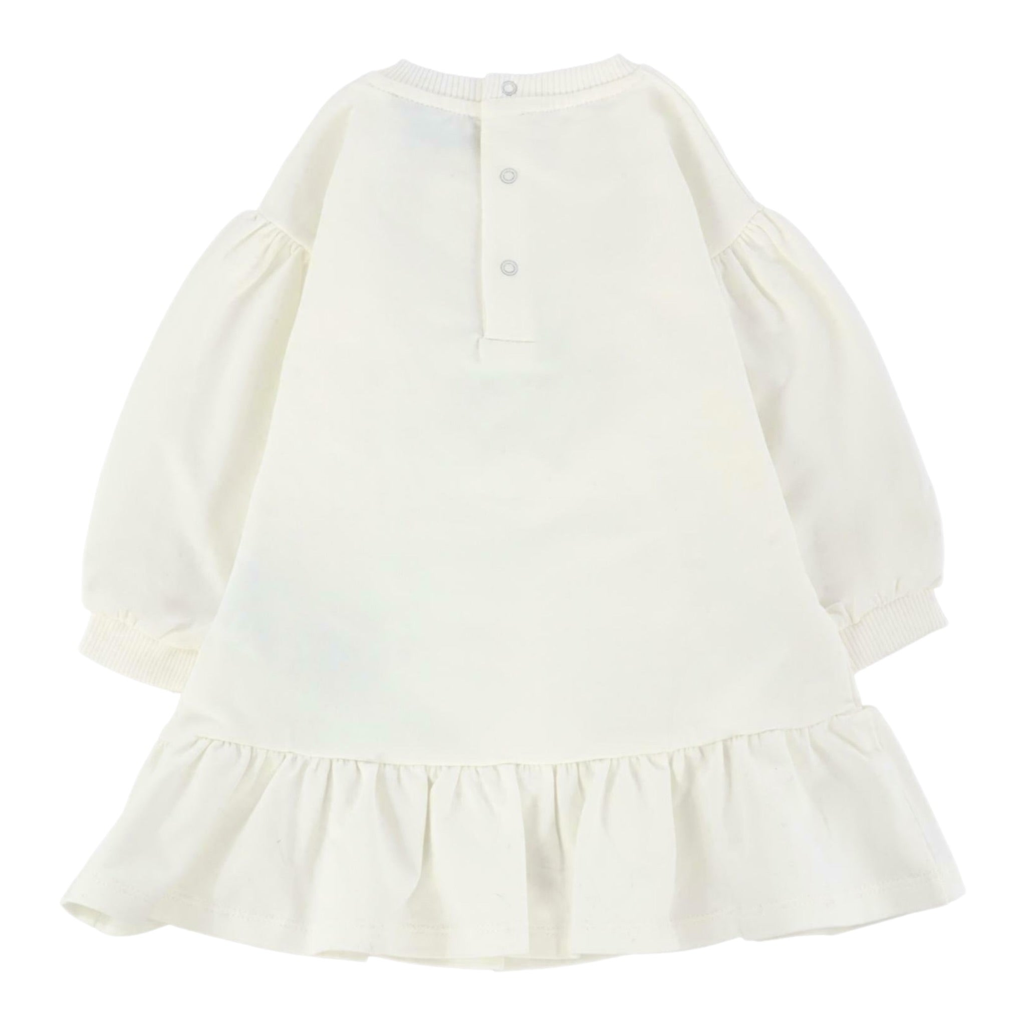 Moschino Abito Manica Lunga tinta unita con Logo Panna per Bambina HDV0H7 PANNA MOSCHINO 