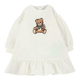 Moschino Abito Manica Lunga tinta unita con Logo Panna per Bambina HDV0H7 PANNA MOSCHINO 