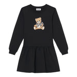 Moschino Abito Manica Lunga tinta unita con Logo Nero per Bambina HDV0H7X NERO MOSCHINO 
