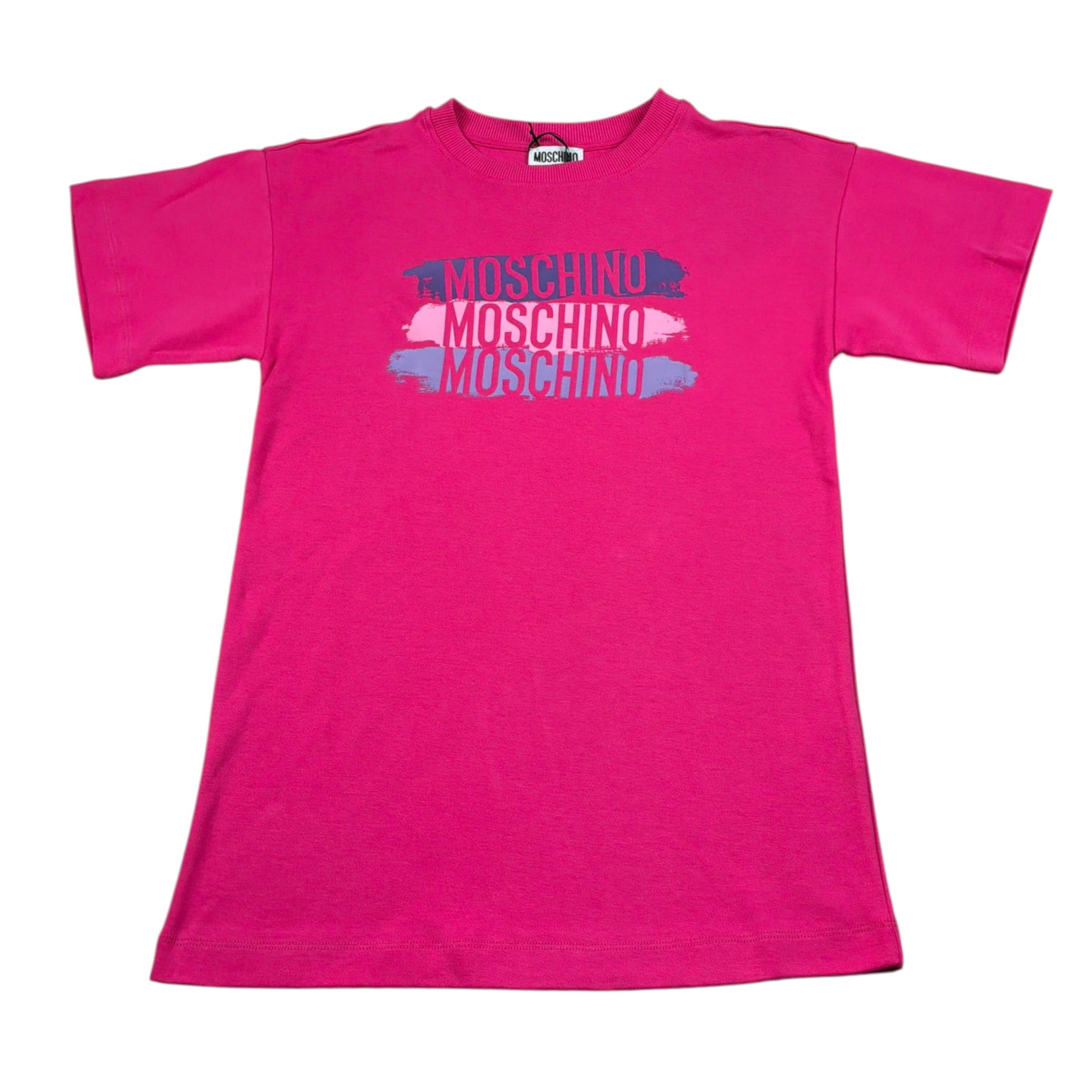 Moschino Abito Mezza Manica tinta unita con Logo Fuxia per Bambina HGV0GL FUXIA MOSCHINO 