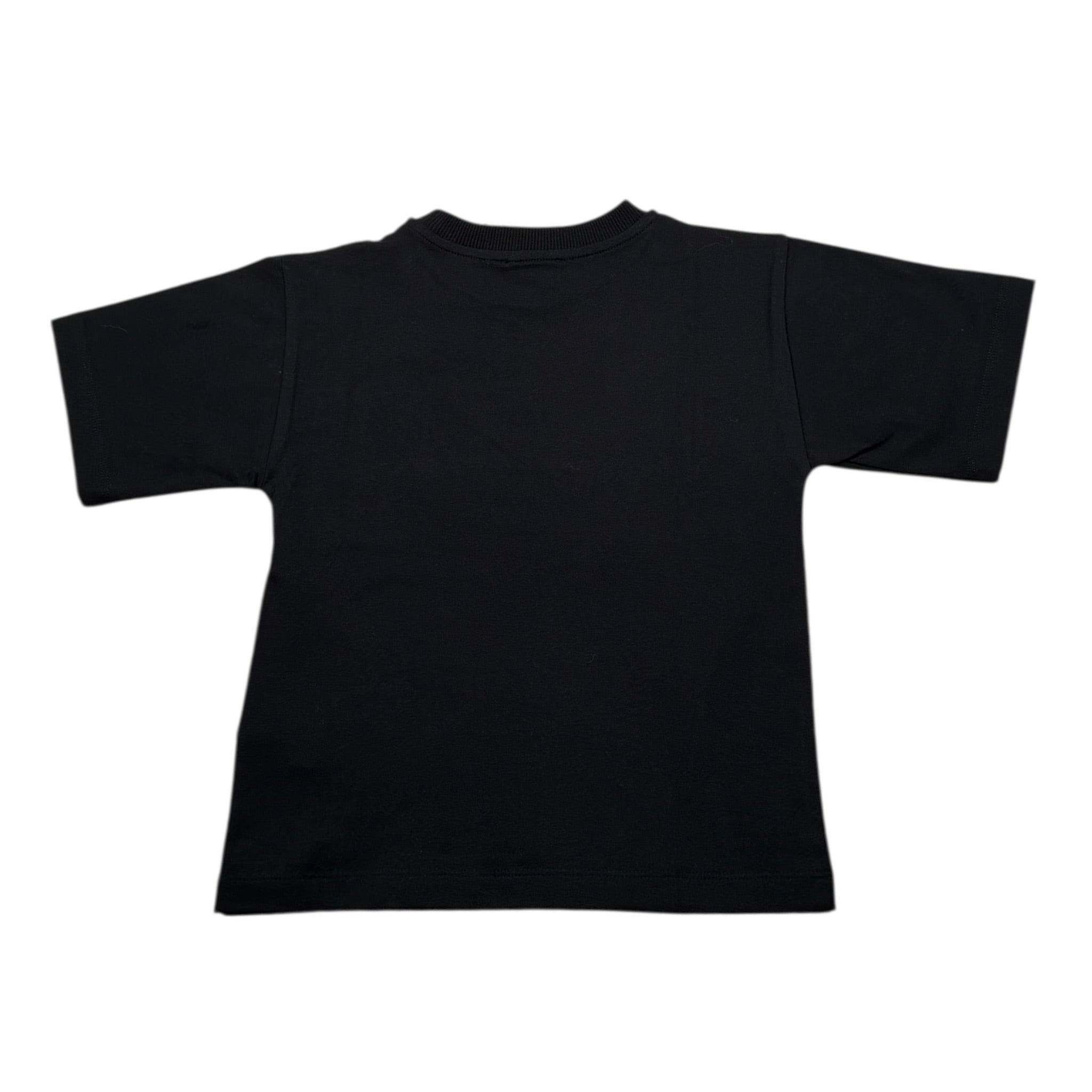 Moschino T-Shirt Girocollo tinta unita con Stampa Nero per Bambina HKM060 NERO MOSCHINO 