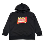 Moschino Felpa Chiusa con Cappuccio tinta unita con Logo Nero per Bambino HMF098 NERO MOSCHINO 