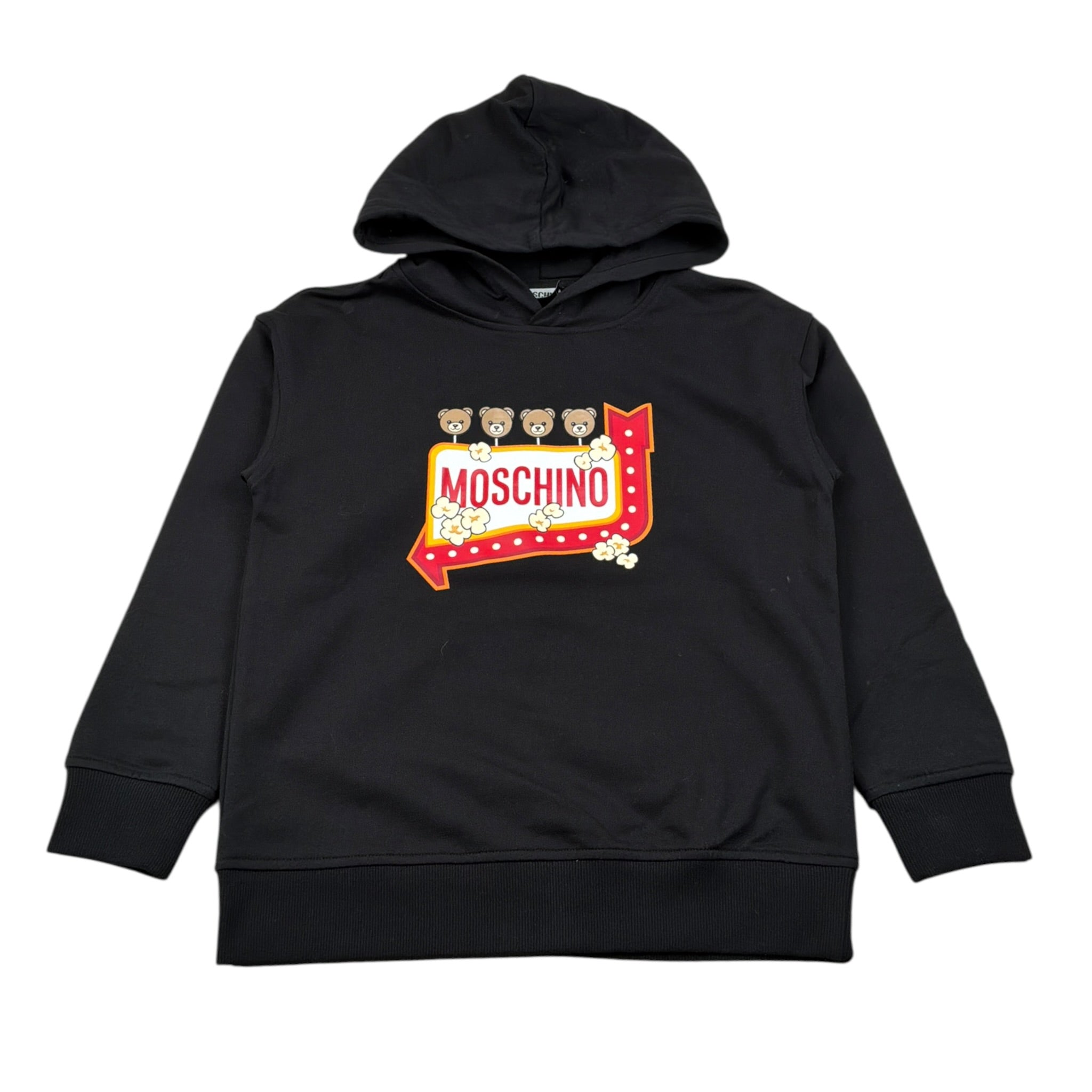 Moschino Felpa Chiusa con Cappuccio tinta unita con Logo Nero per Bambino HMF098 NERO MOSCHINO 