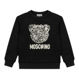 Moschino Felpa Chiusa Girocollo tinta unita con Stampa Nero per Bambina HMF099 NERO MOSCHINO 