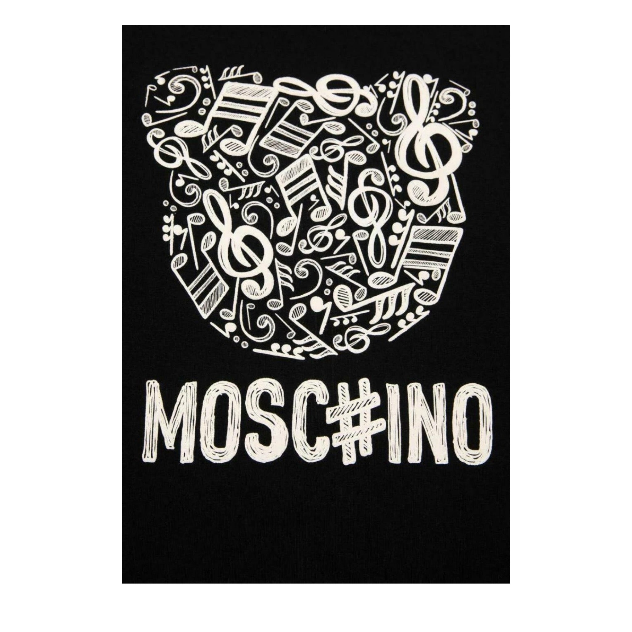 Moschino Felpa Chiusa Girocollo tinta unita con Stampa Nero per Bambina HMF099 NERO MOSCHINO 