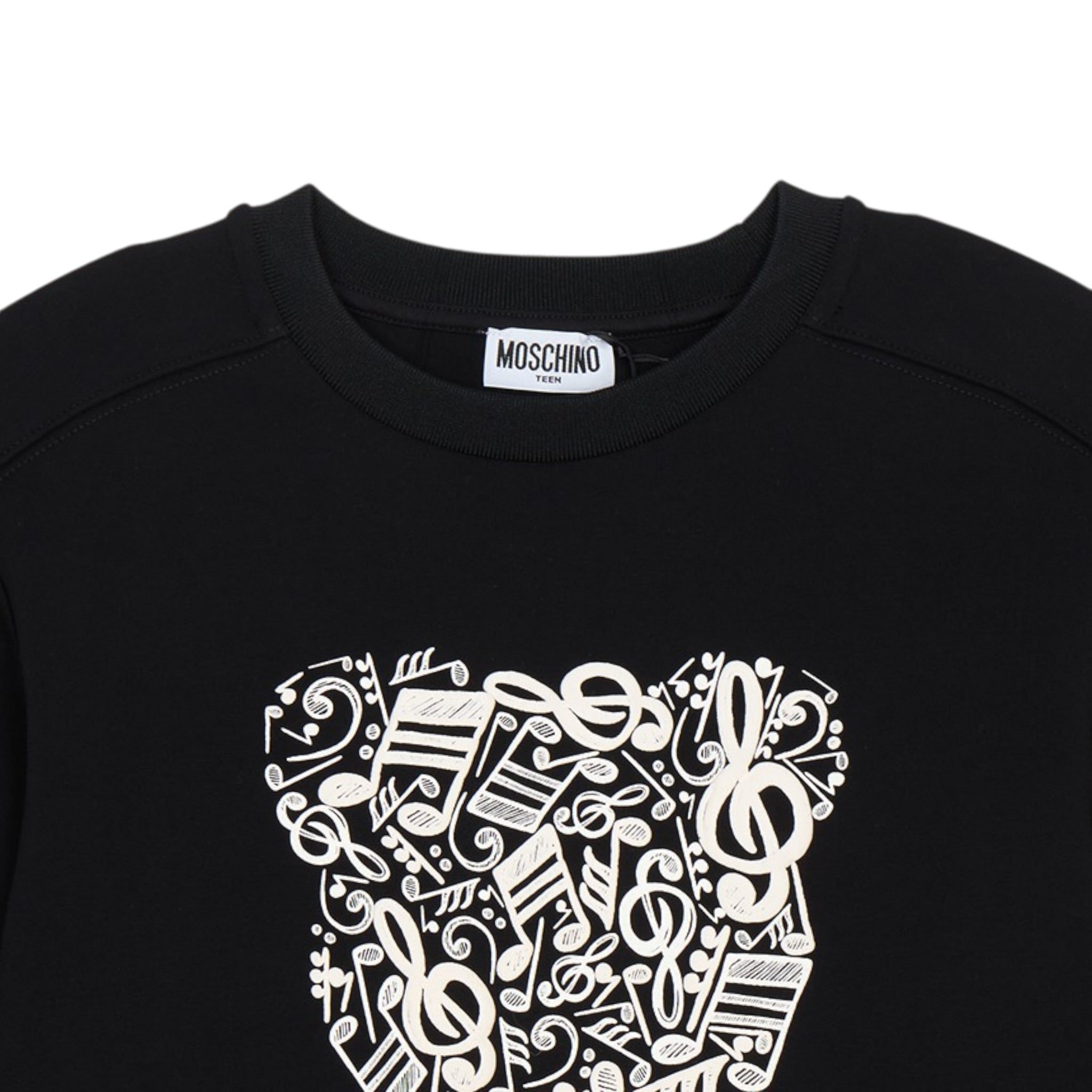 Moschino Felpa Chiusa Girocollo tinta unita con Stampa Nero per Bambina HMF099X NERO MOSCHINO 