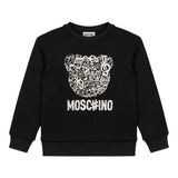 Moschino Felpa Chiusa Girocollo tinta unita con Stampa Nero per Bambina HMF099XX NERO MOSCHINO 