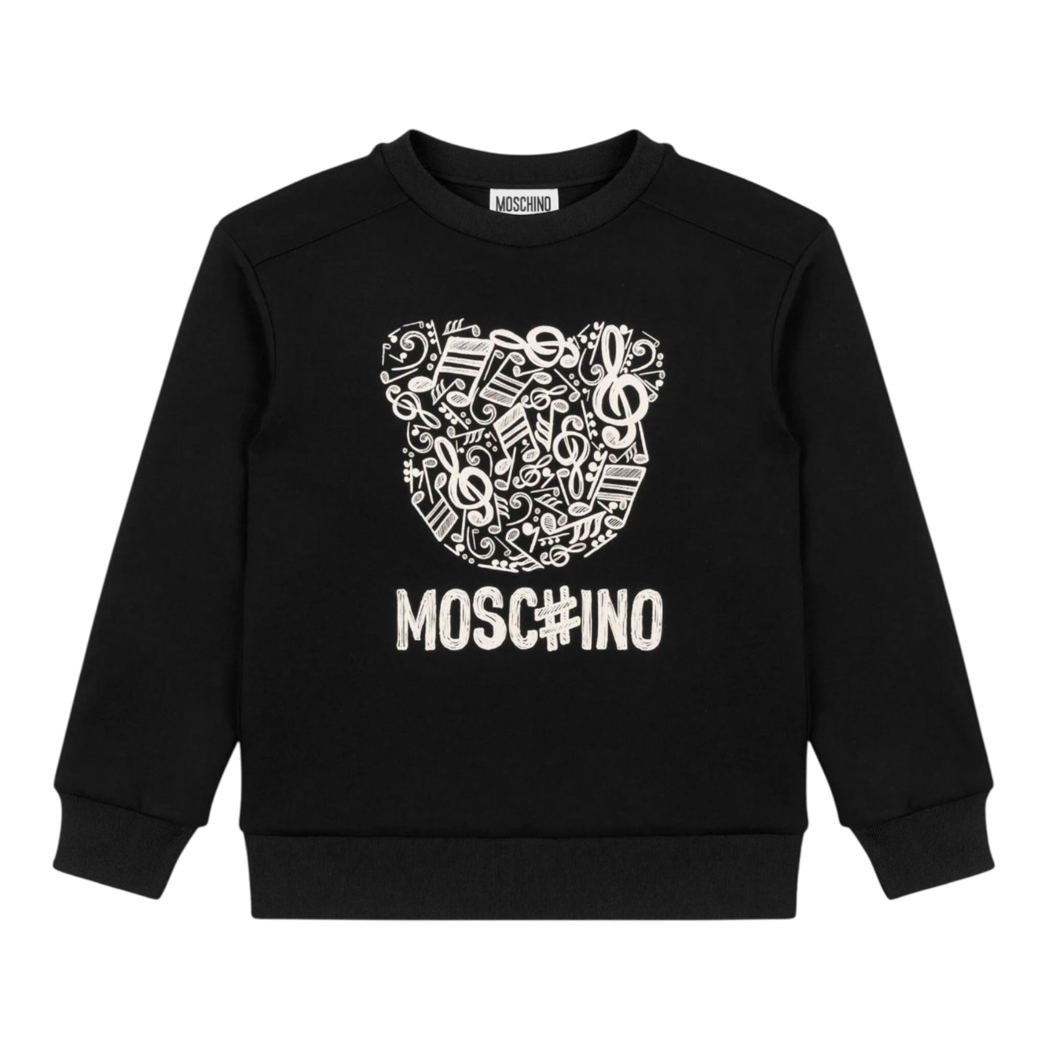 Moschino Felpa Chiusa Girocollo tinta unita con Stampa Nero per Bambina HMF099XX NERO MOSCHINO 