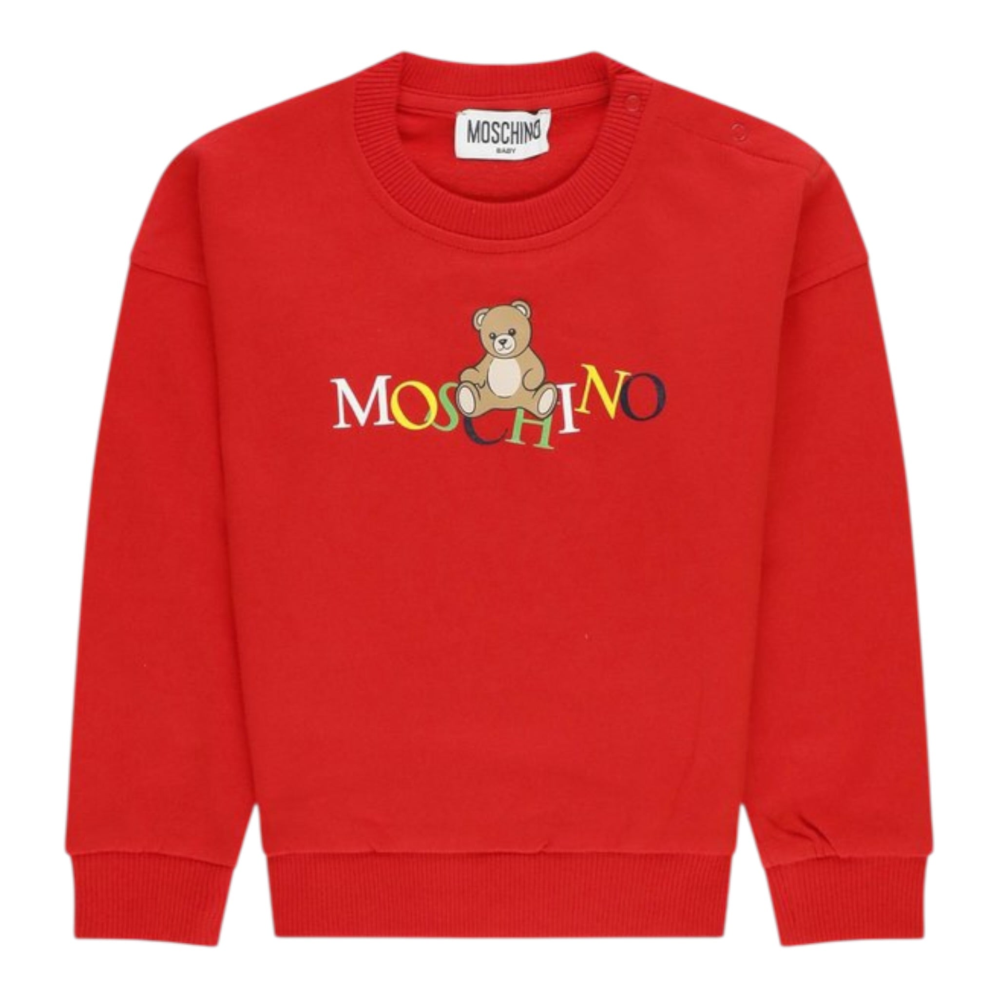 Moschino Felpa Chiusa Girocollo tinta unita con Stampa Rosso per Bambino HNF08V ROSSO MOSCHINO 