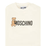 Moschino Felpa Chiusa Girocollo tinta unita con Logo Panna per Bambino HPF08V PANNA MOSCHINO 