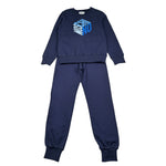 Moschino Completo 2 Pezzi Felpa-Pantalone tinta unita Blu per Bambino HQK03E BLU MOSCHINO 