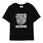 Moschino T-Shirt Girocollo tinta unita con Stampa Nero per Bambino HQM05G NERO MOSCHINO 