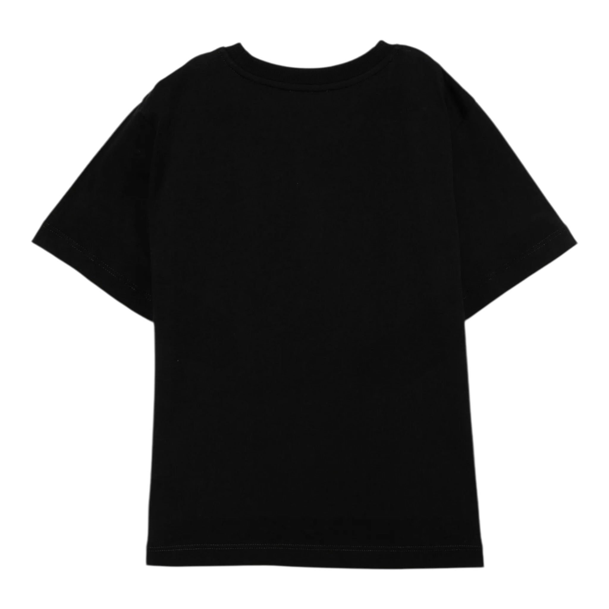 Moschino T-Shirt Girocollo tinta unita con Stampa Nero per Bambino HQM05G NERO MOSCHINO 