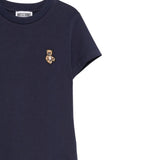 Moschino T-Shirt Girocollo tinta unita con Logo Blu per Bambino HRM058X BLU MOSCHINO 