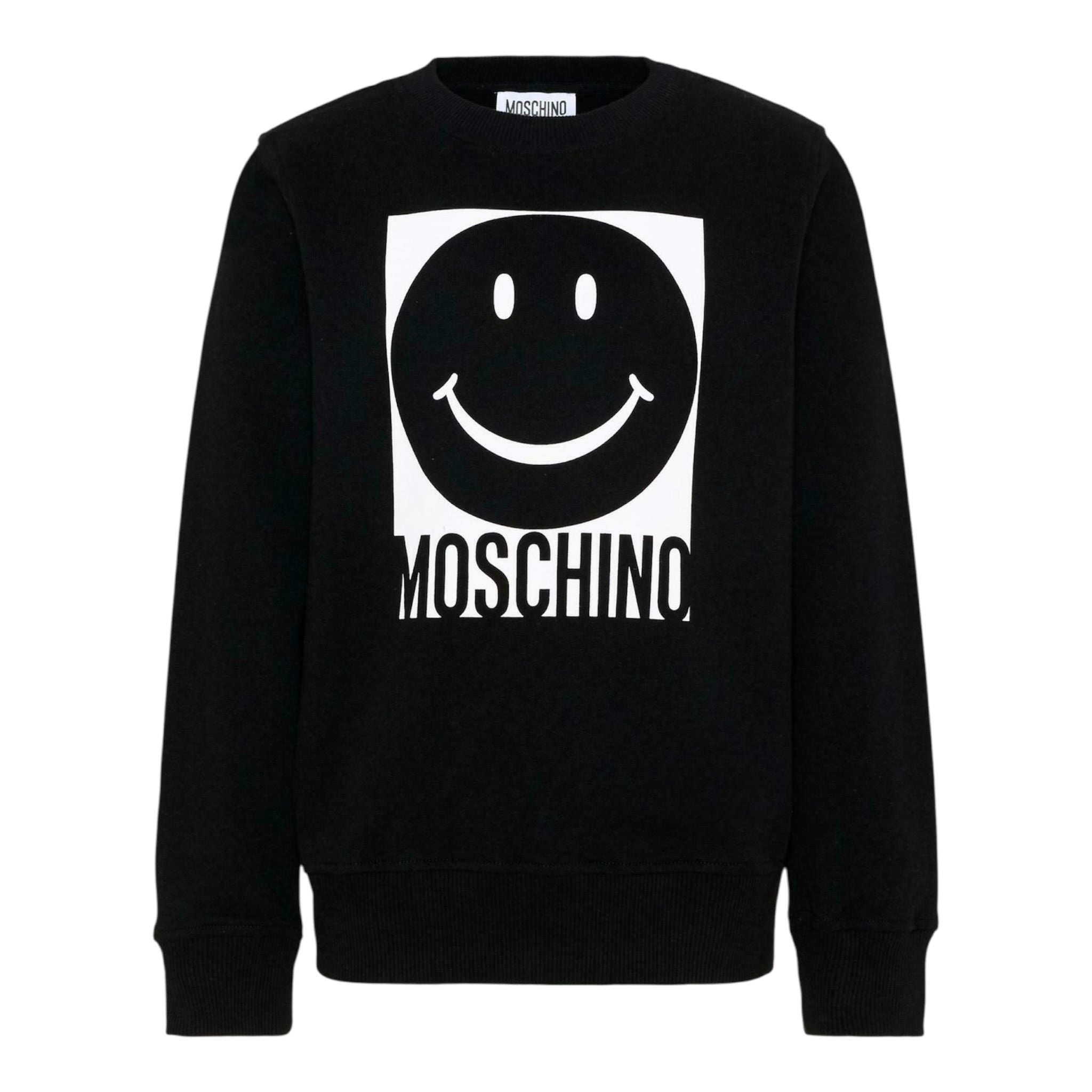 Moschino Felpa Girocollo tinta unita con Stampa Nero per Bambino HSF08V NERO MOSCHINO 