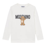 Moschino Shirt Girocollo tinta unita con Logo Bianco per Bambino HTO00J BIANCO MOSCHINO 