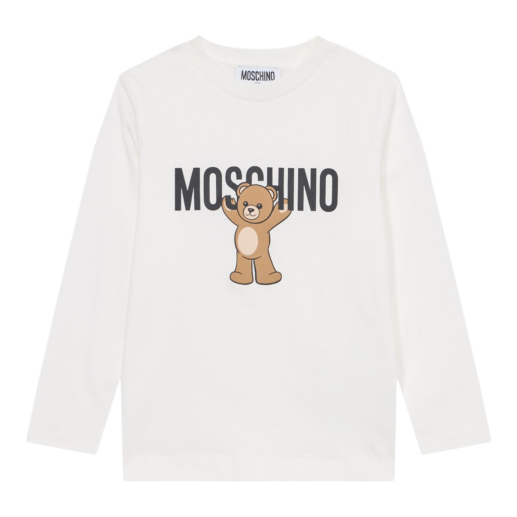 Moschino Shirt Girocollo tinta unita con Logo Bianco per Bambino HTO00J BIANCO MOSCHINO 