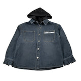 Moschino Giubbino In Denim tinta unita con Cappuccio Blu per Bambino HUC022 BLU MOSCHINO 