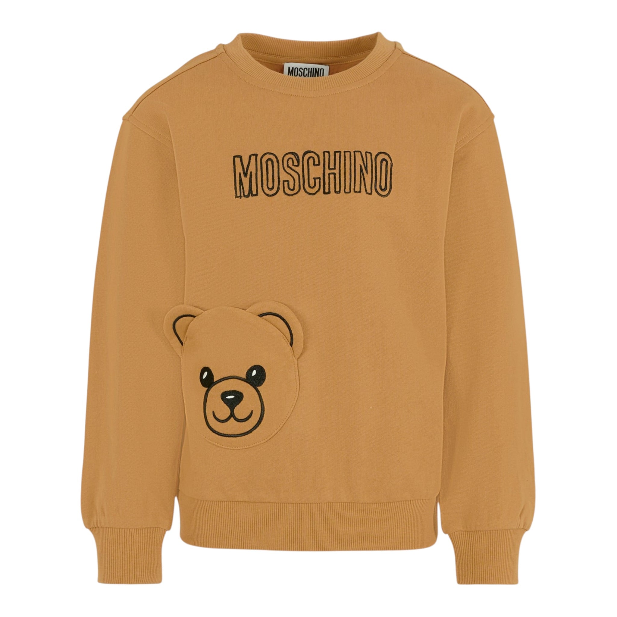 Moschino Felpa Chiusa Girocollo tinta unita Cammello per Bambino HUF095X CAMMELLO MOSCHINO 