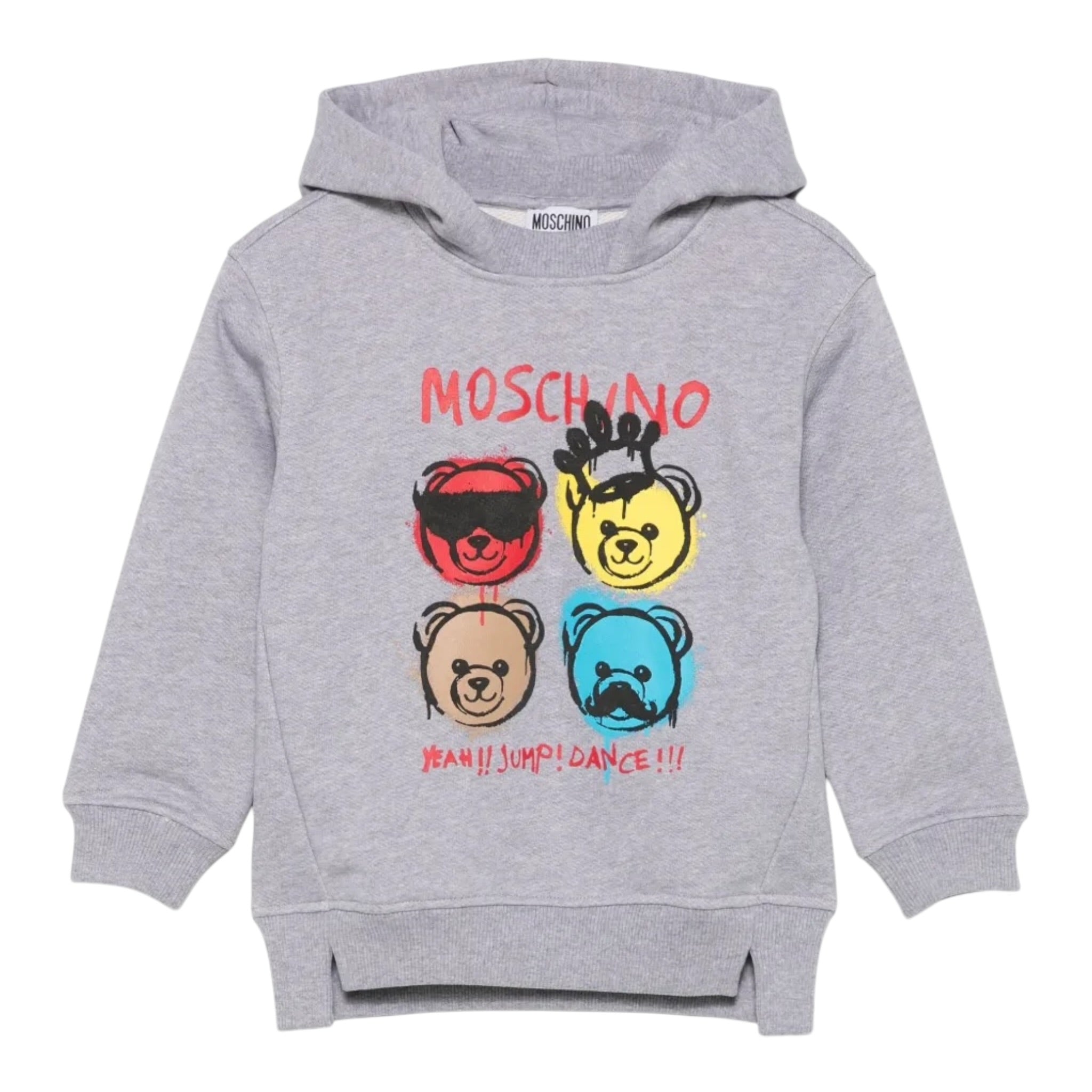 Moschino Felpa Chiusa con Cappuccio tinta unita con Stampe Grigio per Bambino HUF09D GRIGIO MOSCHINO 