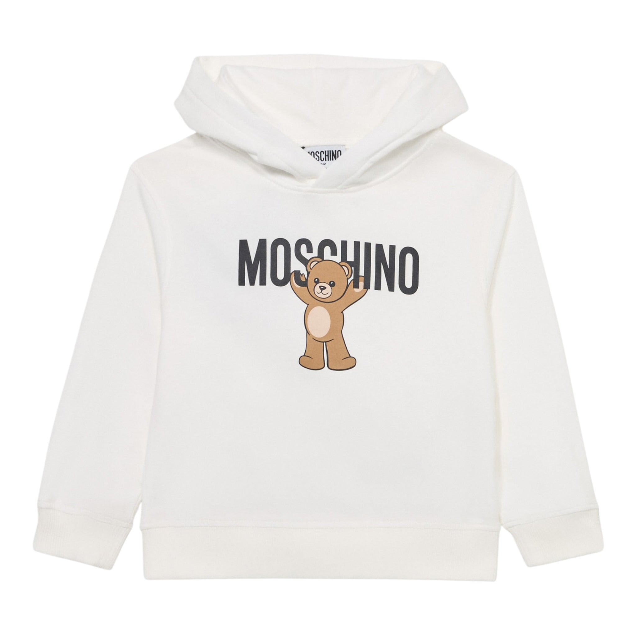 Moschino Felpa Chiusa con Cappuccio tinta unita con Logo Panna per Bambino HUF09F PANNA MOSCHINO 