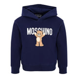 Moschino Felpa Chiusa con Cappuccio tinta unita con Logo Blu per Bambino HUF09FX BLU MOSCHINO 