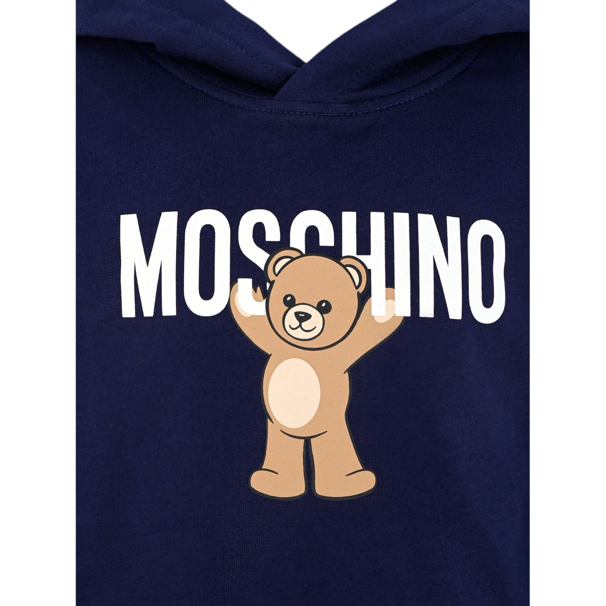 Moschino Felpa Chiusa con Cappuccio tinta unita con Logo Blu per Bambino HUF09FX BLU MOSCHINO 