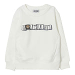 Moschino Felpa Chiusa Girocollo tinta unita con Logo Panna per Bambino HUF09H PANNA MOSCHINO 