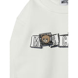 Moschino Felpa Chiusa Girocollo tinta unita con Logo Panna per Bambino HUF09H PANNA MOSCHINO 