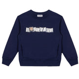 Moschino Felpa Chiusa Girocollo tinta unita con Logo Blu per Bambino HUF09HX BLU MOSCHINO 