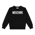 Moschino Felpa Chiusa Girocollo tinta unita con Stampe Nero per Bambino HUF09I NERO MOSCHINO 