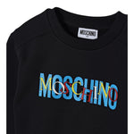 Moschino Felpa Chiusa Girocollo tinta unita con Stampa Nero per Bambino HUF09J NERO MOSCHINO 