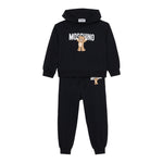 Moschino Completo 2 Pezzi Felpa-Pantalone tinta unita Nero per Bambino HUK04A NERO MOSCHINO 