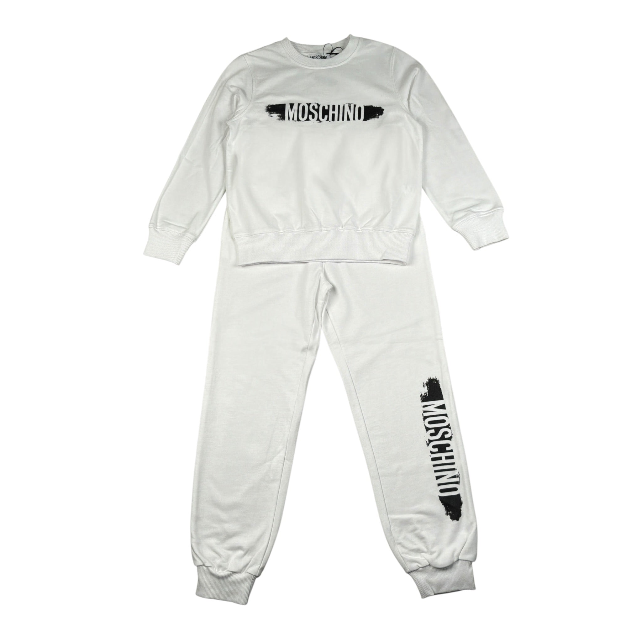 Moschino Completo 2 Pezzi Felpa-Pantalone Bianco per Bambino HUK04M BIANCO MOSCHINO 