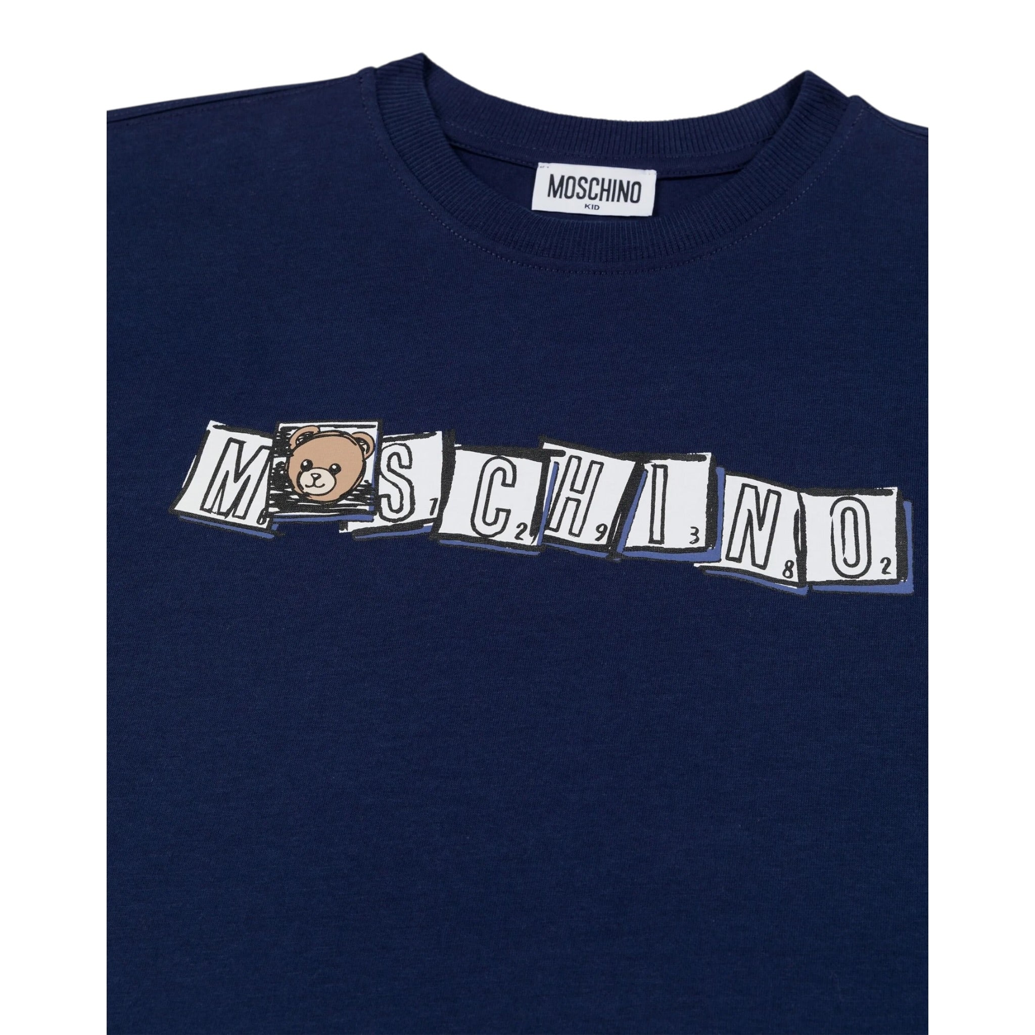 Moschino T-Shirt Girocollo tinta unita Blu per Bambino HUM05F BLU MOSCHINO 