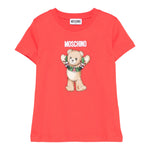 Moschino T-Shirt Girocollo Tinta Unia con Logo Rosso per Bambina HUM05H ROSSO MOSCHINO 