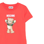 Moschino T-Shirt Girocollo Tinta Unia con Logo Rosso per Bambina HUM05H ROSSO MOSCHINO 