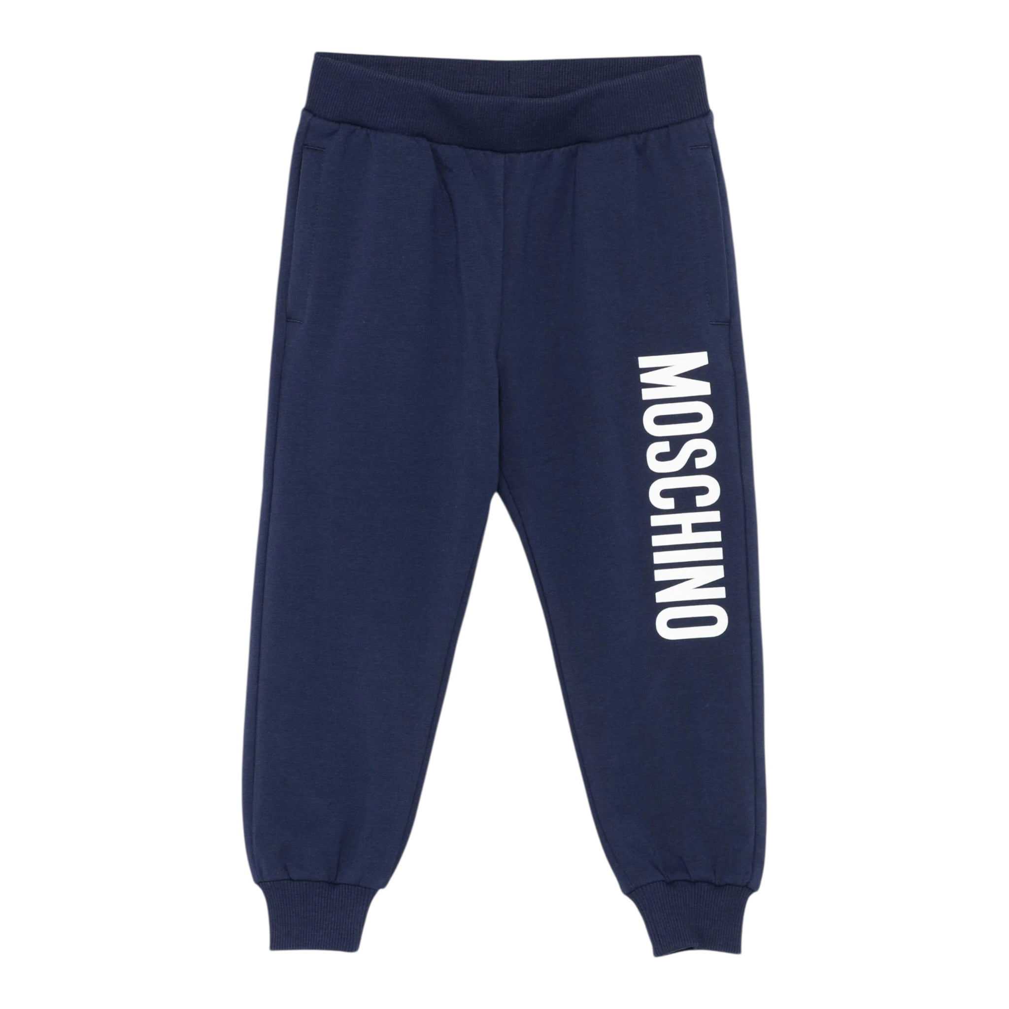 Moschino Pantalone Tuta tinta unita con Logo Blu per Bambino HUP08U BLU MOSCHINO 