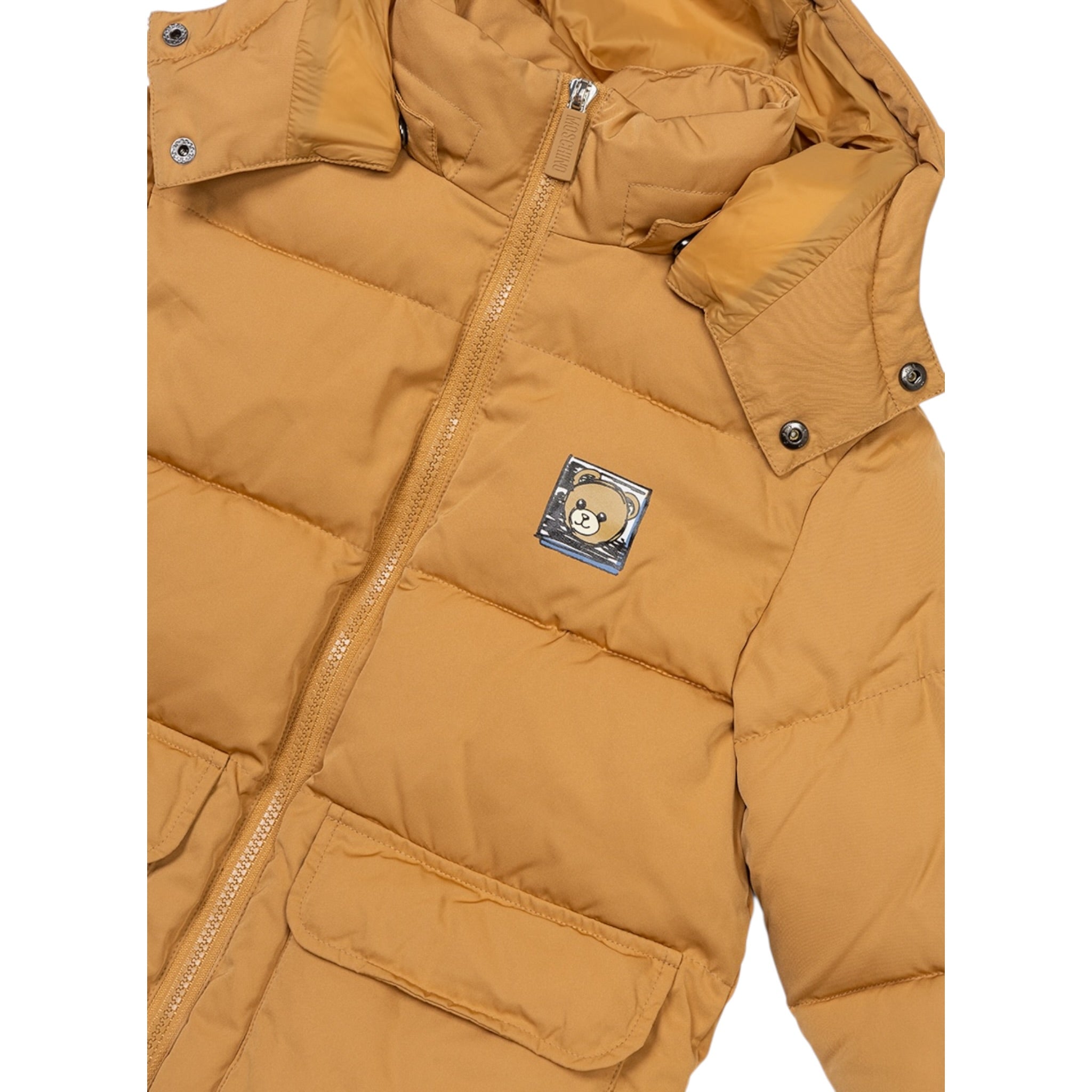 Moschino Giubbino tinta unita con Cappuccio Beige per Bambino HUS05H BEIGE MOSCHINO 