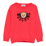 Moschino Maglia Girocollo tinta unita con Logo Rosso per Bambino HUW01A ROSSO MOSCHINO 