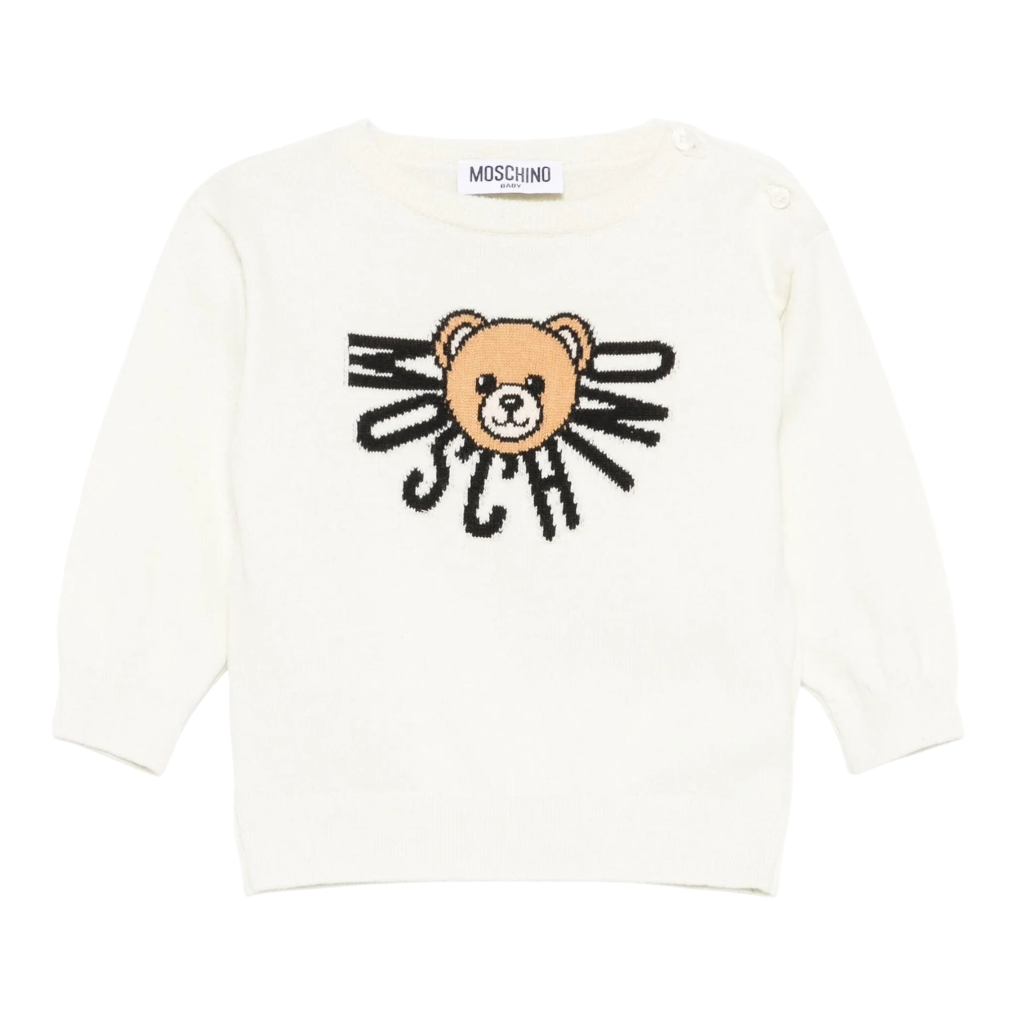 Moschino Maglia Girocollo tinta unita con Logo Panna per Bambino HUW01AX PANNA MOSCHINO 